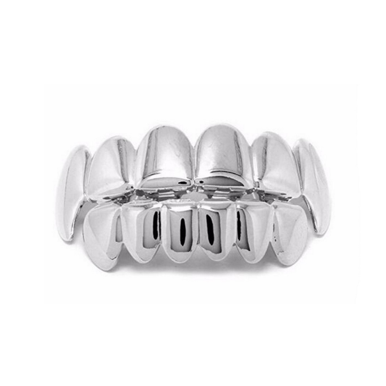 2-pack Silver Grillz for Teeth - Hip Hop Bling Jewelry, Compatible with A$AP silver - Image 1