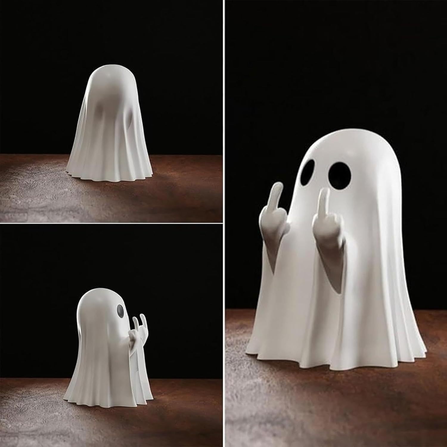 Halloween Creative Resin Middle Finger Ghosts, Ghost Festival Decorations, Spranks, Provocation, Garden Decorations, Crafts Bat ghost 8CM - Image 2