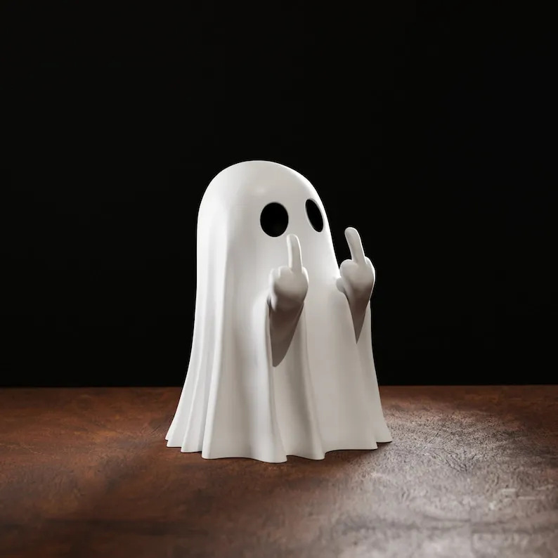 Halloween Creative Resin Middle Finger Ghosts, Ghost Festival Decorations, Spranks, Provocation, Garden Decorations, Crafts Bat ghost 8CM - Image 3