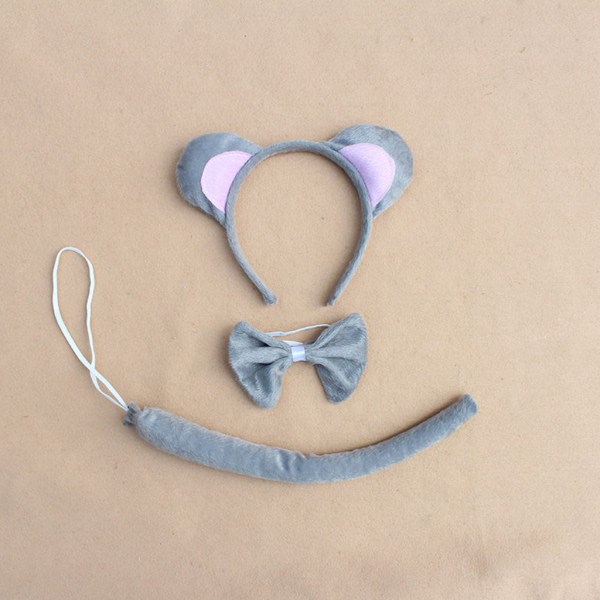 pcs Children Adult Animal Costume Set Cute Mouse Ears Headband Bows Long Tail - Image 2