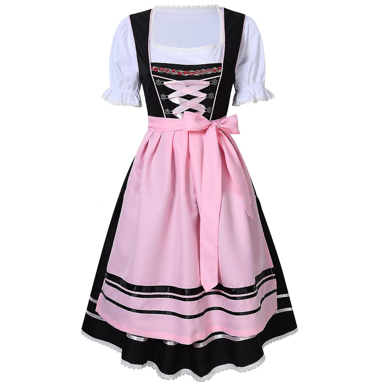 German Oktoberfest Costume for Women - Traditional Bavarian Beer Carnival Fraulein Cosplay Maid Costume - Black - Perfect Black XXL - Image 1