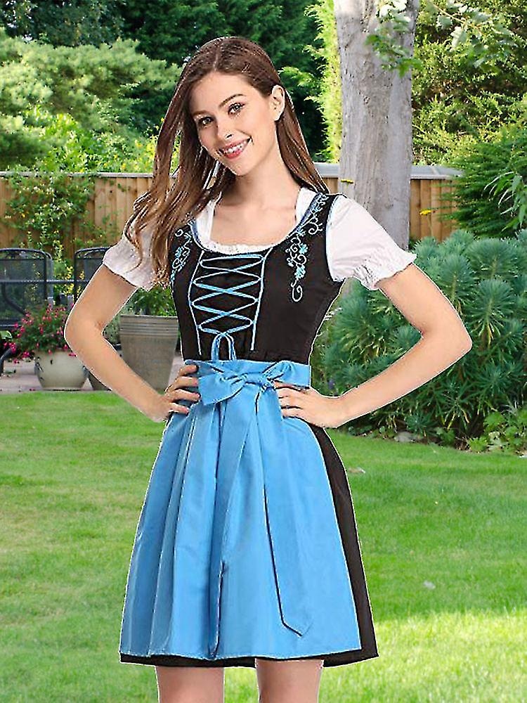 German Oktoberfest Costume for Women - Traditional Bavarian Beer Carnival Fraulein Cosplay Maid Costume - Black - Perfect Black XXL - Image 3