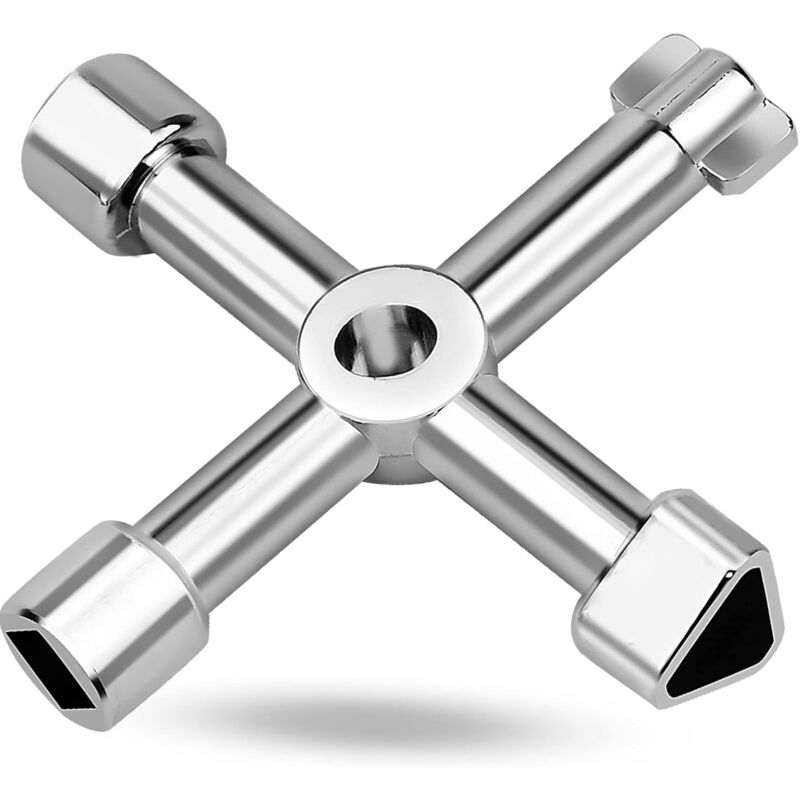 4-in-1 Universal Electrical Cabinet Wrench for Elevators and Valves Silver Multifunctional Tool Wrench - Image 1