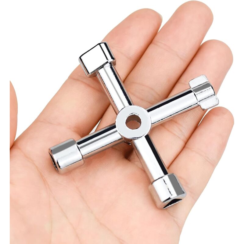 4-in-1 Universal Electrical Cabinet Wrench for Elevators and Valves Silver Multifunctional Tool Wrench - Image 2