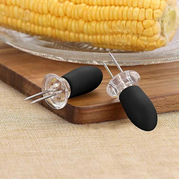 pcs Stainless Steel Corn Forks, Corn Rack, Corn Cob, Kitchen Utensils, Small Round Head, Grill Corn Black - Image 3