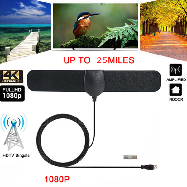 25 Mile Range Antenna TV Digital HD 4K Antenna Digital Indoor HD Black one size - Image 1