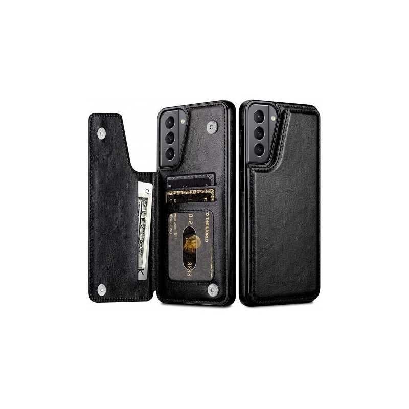 Samsung S22 Shockproof Case Card Holder 3-COMPARTMENT Flip Black_yux - Image 1