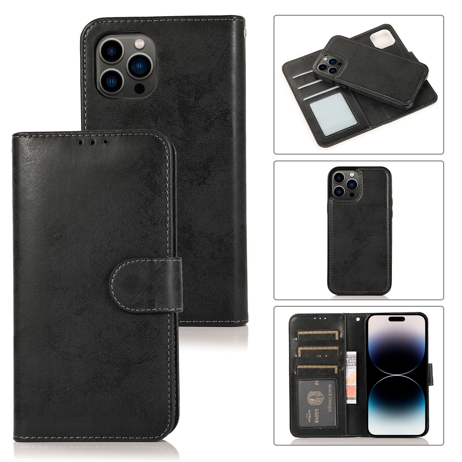 iPhone 16 Wallet Case Magnet Black Black_max Black - Image 1
