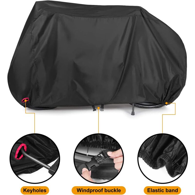 Waterproof 210D Oxford Bicycle Cover for 2 Bikes with Lock Holes, Windproof Storage Bag for Outdoor Bicycles, Compatible with 56Vingt - Image 1