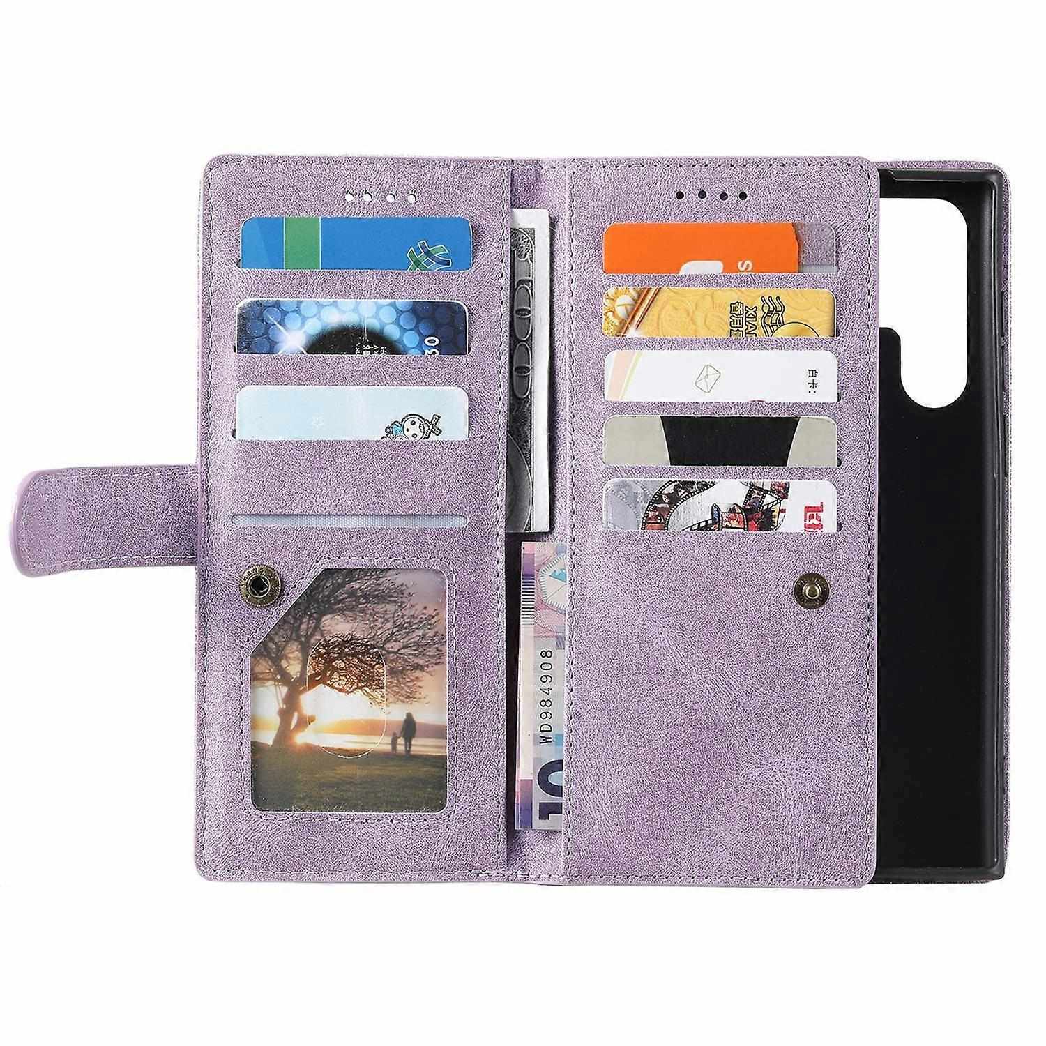 Samsung Galaxy S25 Ultra Mobile Case PU Leather Phone Cover with Zipper Wallet 9 Card Slots - Perfect Style F Style F - Image 5