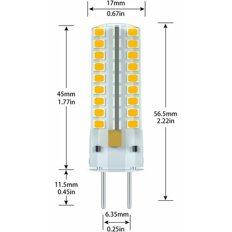 GY6.35 LED bulb, LED G6.35 12V, 7W halogen bulb equivalent to 50W, warm white 3000K, 360° beam angle, for cabinet lighting, non-dimmable (2-pack) - Image 3