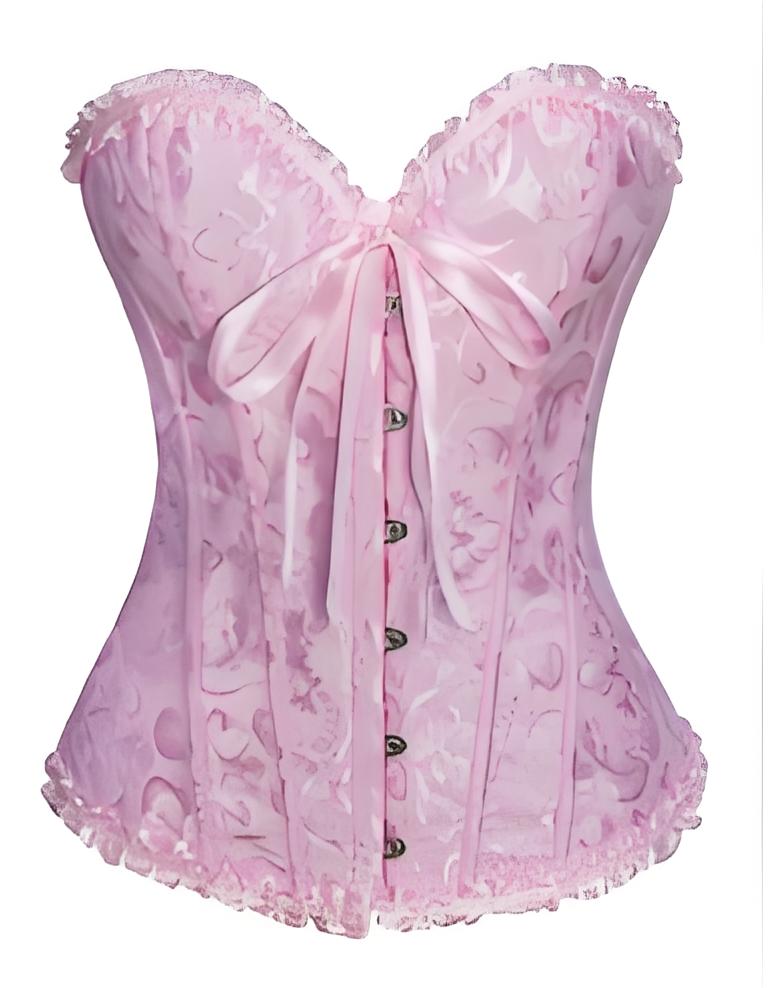 Women's Corset with Flowers, Braless, Strapless Lingerie Pink Pink[ca] Pink XS - Image 1
