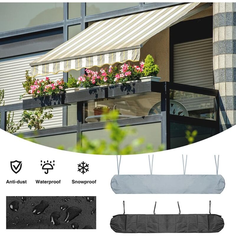 Awning Dust Cover, 3m Patio Awning Dust Cover Black Patio Awning Storage Cover, Waterproof Winter Protection, AAFGVC - Image 2
