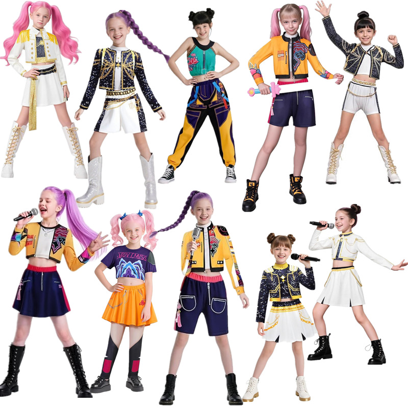 2025 Demon Hunter K-Pop Costume | Halloween Costume for Girls Cosplay 140cm_yux 140cm - Image 2