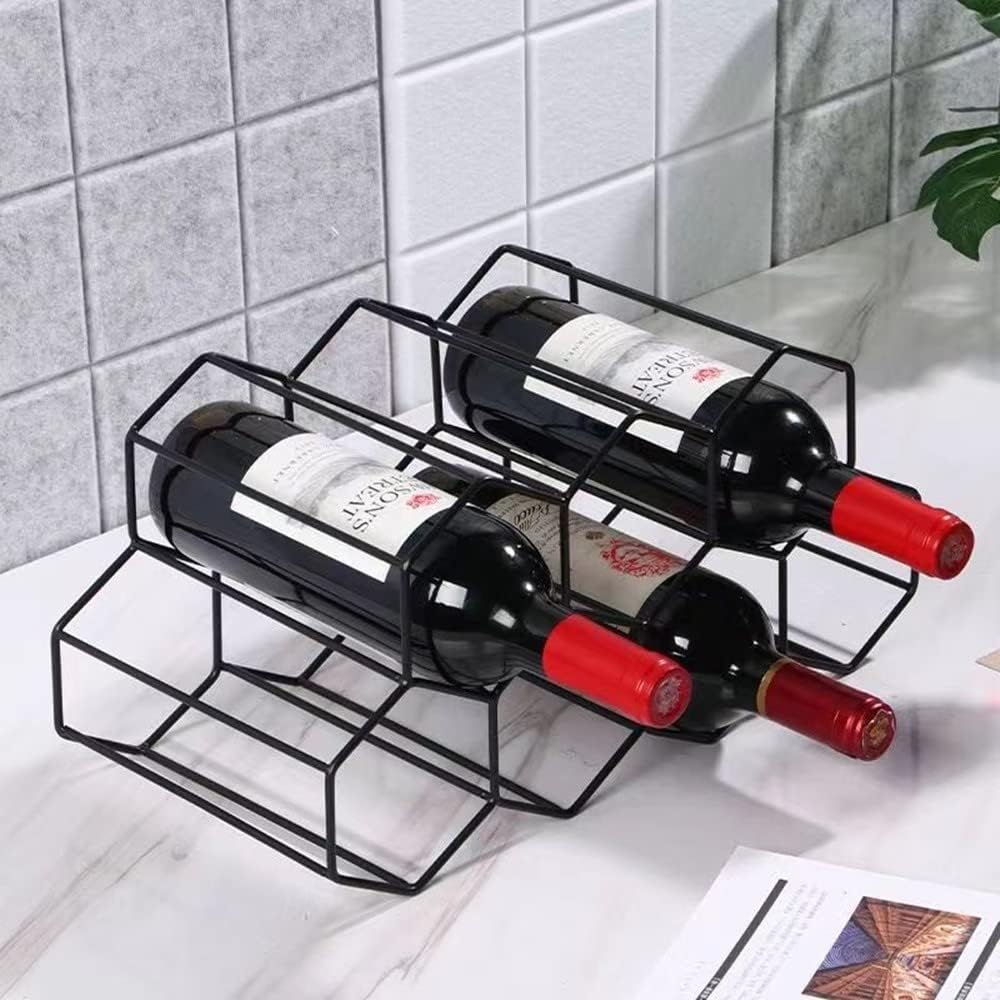 Freestanding Metal Wine Rack for 9 Bottles - Black, Tabletop Wine Rack - Image 4