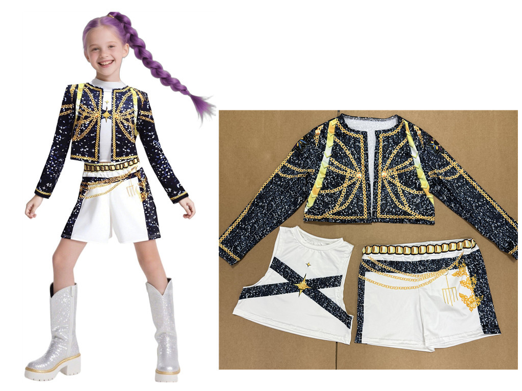 Halloween Deals 2025 Demon Hunter K-Pop Costume | Halloween Costume for Girls Cosplay 140cm - Image 1