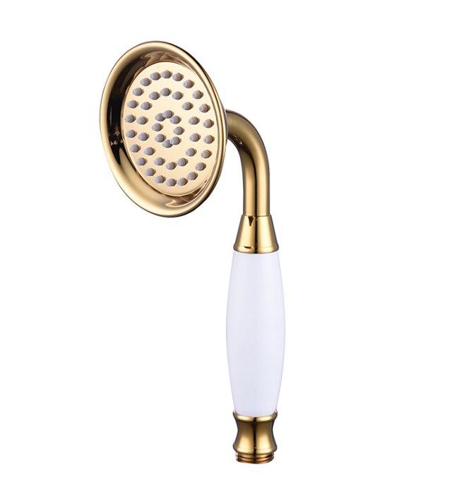 Brass and ceramic shower head, gold, round hand shower, narrow - Image 1