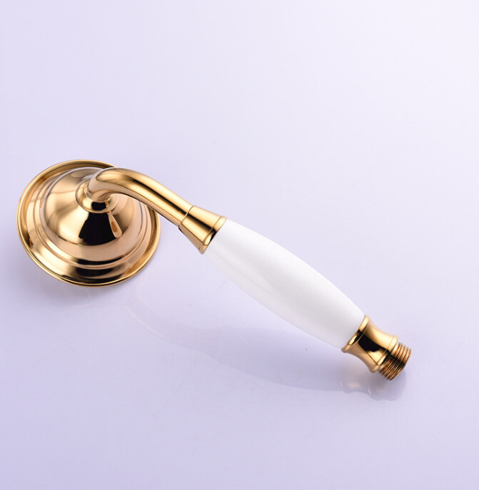 Brass and ceramic shower head, gold, round hand shower, narrow - Image 2