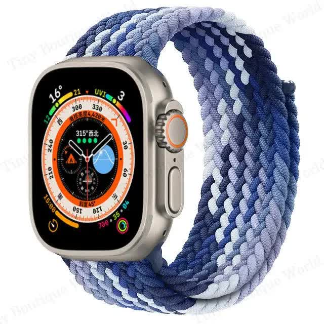 Braided Solo Loop for Apple Watch Ultra band 49mm 45mm 41mm 44mm 40mm 42mm bracelet iWatch series 9 7 SE 8 6 5 4 3 band SummerU SummerU 38 40 41mm-S - Image 1