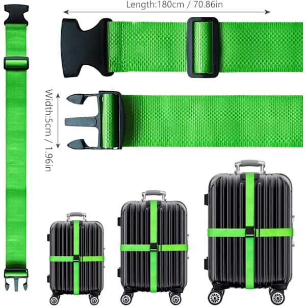 Suitcase 4-piece Luggage Strap Luggage Strap Set Cross Luggage Strap Adjustable Suitcase Strap Buckle Suitcase Strap RED - Image 4