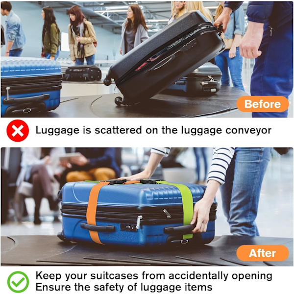 Suitcase 4-piece Luggage Strap Luggage Strap Set Cross Luggage Strap Adjustable Suitcase Strap Buckle Suitcase Strap RED - Image 5