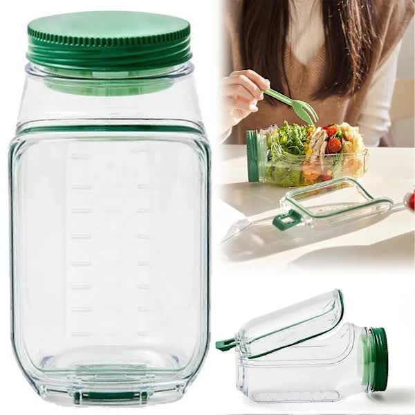 NEW Salad Container with Sauce Dressing Container, Vertical Layered Salad Container with Built-in Bowl, Portable Leak-Proof All-in-One Salad Box - Image 2