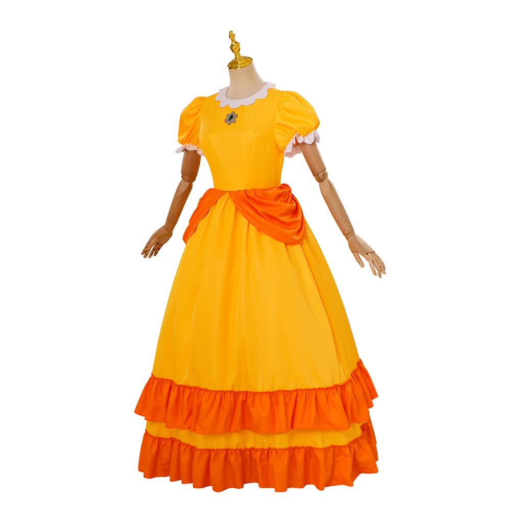 Daisy Cosplay Dress Rosalina Costume Halloween Carnival Cosplay Princess Dress with Crown Birthday Party Stage Wear with Headpiece XS XS Daisy - Image 2