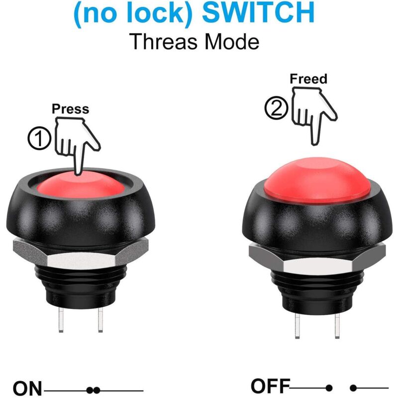 12mm Waterproof Momentary Push Button Switch SPST ON/OFF 12pcs 3A/3V-5V-9V-12V-24V-230VAC Round for Car Horn PC Table Lamp Home Doorbell - Image 4