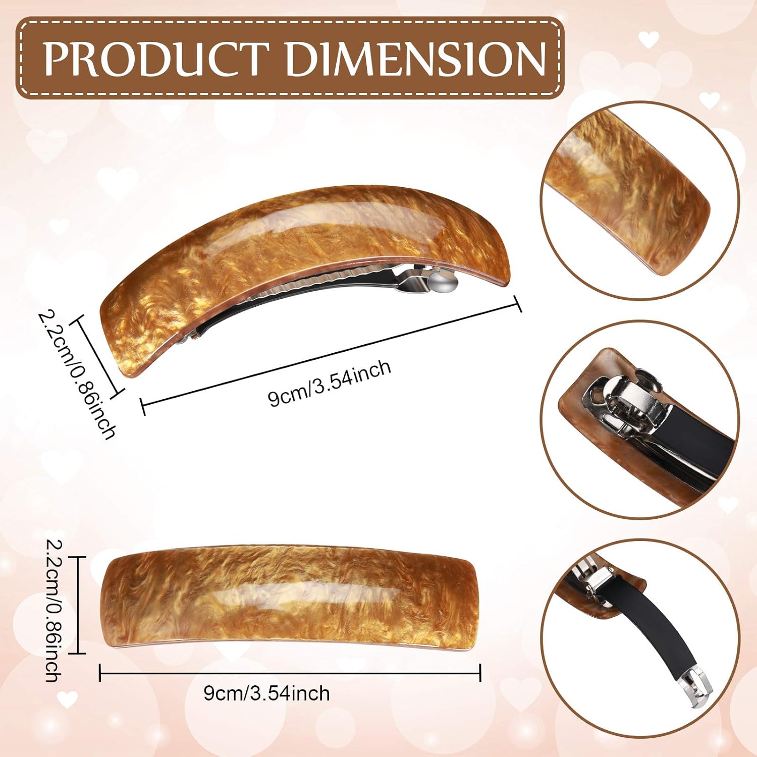 pcs Hair Clips for Women Hair Clips Hair Accessories Large French Hairpins Retro Hair Clip, 6 Colors (Classic Pattern) - Image 2