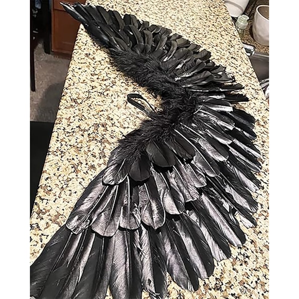 Black wings and halo devil wings for kids black wing feather wings for Halloween - Image 5