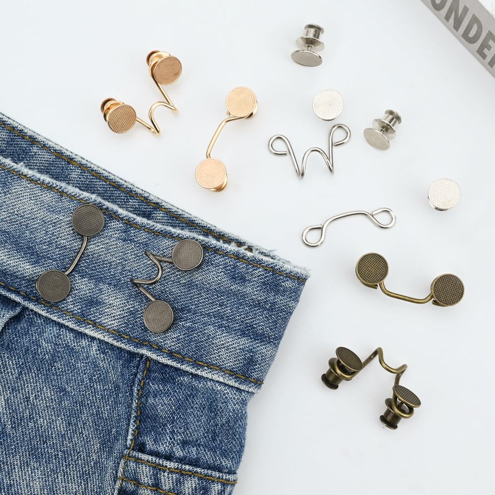 Jeans Waist Adjustment Set, No Stitching, Removable Trouser Buttons, Jeans Waist Buckle, Jeans Tightening Buckle for Waist Adjustment{EE} - Image 3