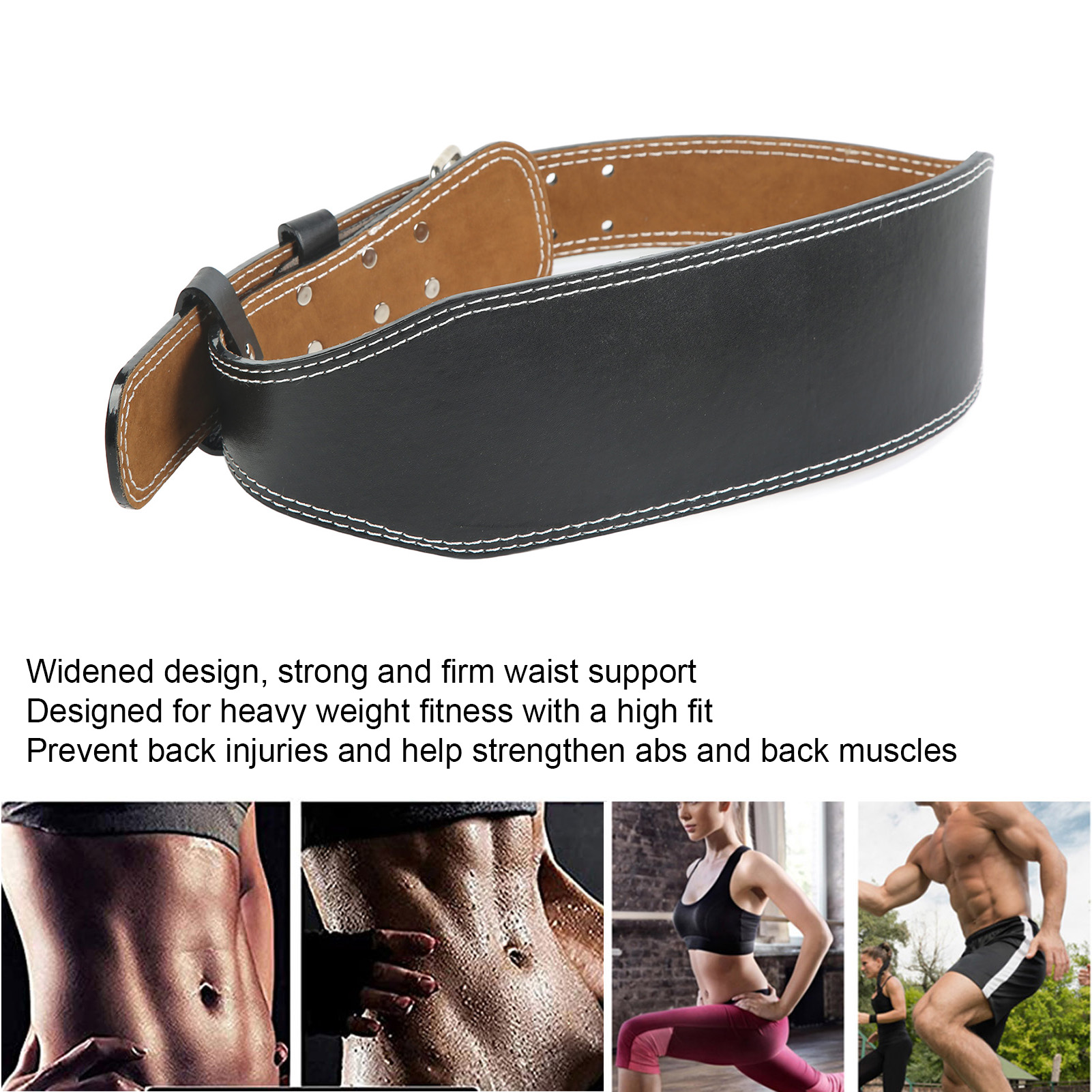 Weight belt for weightlifting, wide sports belt for waist support, fitness belt for rowing, squats, deadlifts, black - Image 7