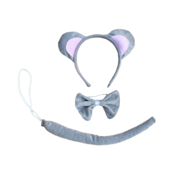 pcs Children Adult Animal Costume Set Cute Mouse Ears Headband Bows Long Tail - Image 1