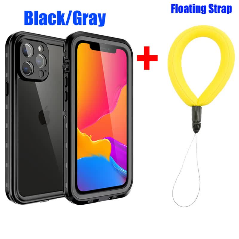 IP68 Waterproof Case for iPhone 15 14 13 12 11 Pro Max XS Max XR 7 8 RedPepper Transparent Protection Diving Underwater Swimming Outdoor Sports BK with Strap BK with Strap i-Phone 14 Pro Max - Image 1