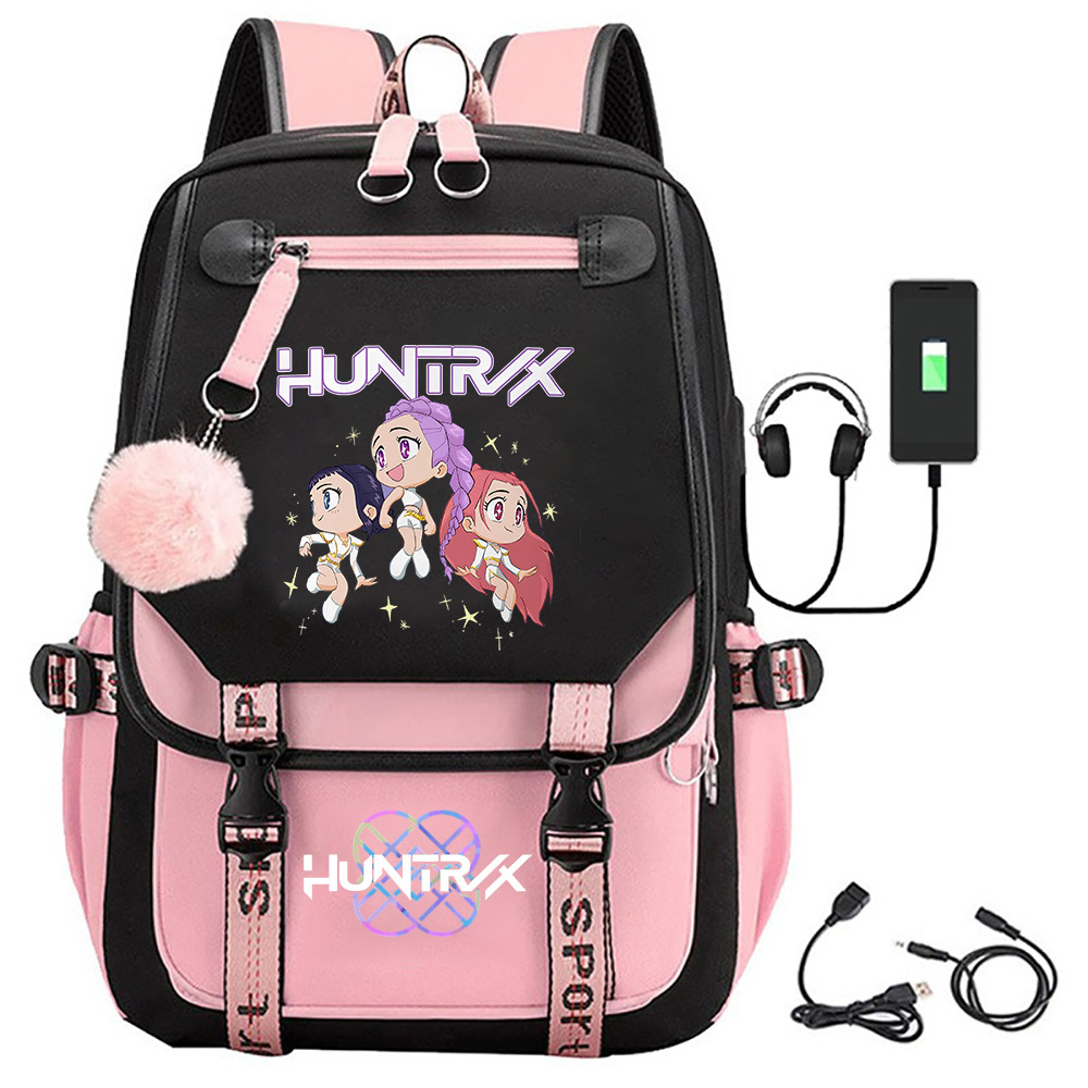 K-Pop Demon Hunters Anime School Backpack Cute Cartoon Bag for Students rosa_tfrf pink 10 - Image 1