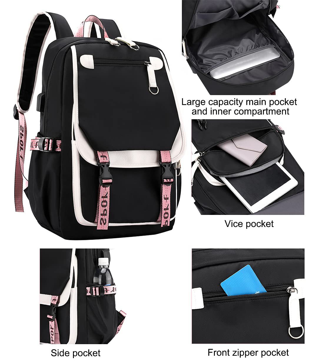 K-Pop Demon Hunters Anime School Backpack Cute Cartoon Bag for Students rosa_tfrf pink 10 - Image 6