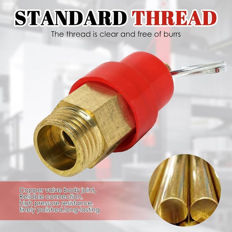 Air Compressor Safety Valve G1/4 Male Connector 115 PSI Set Pressure Red Capsule Compressor Air Pressure Safety Valve 1pc - Image 3
