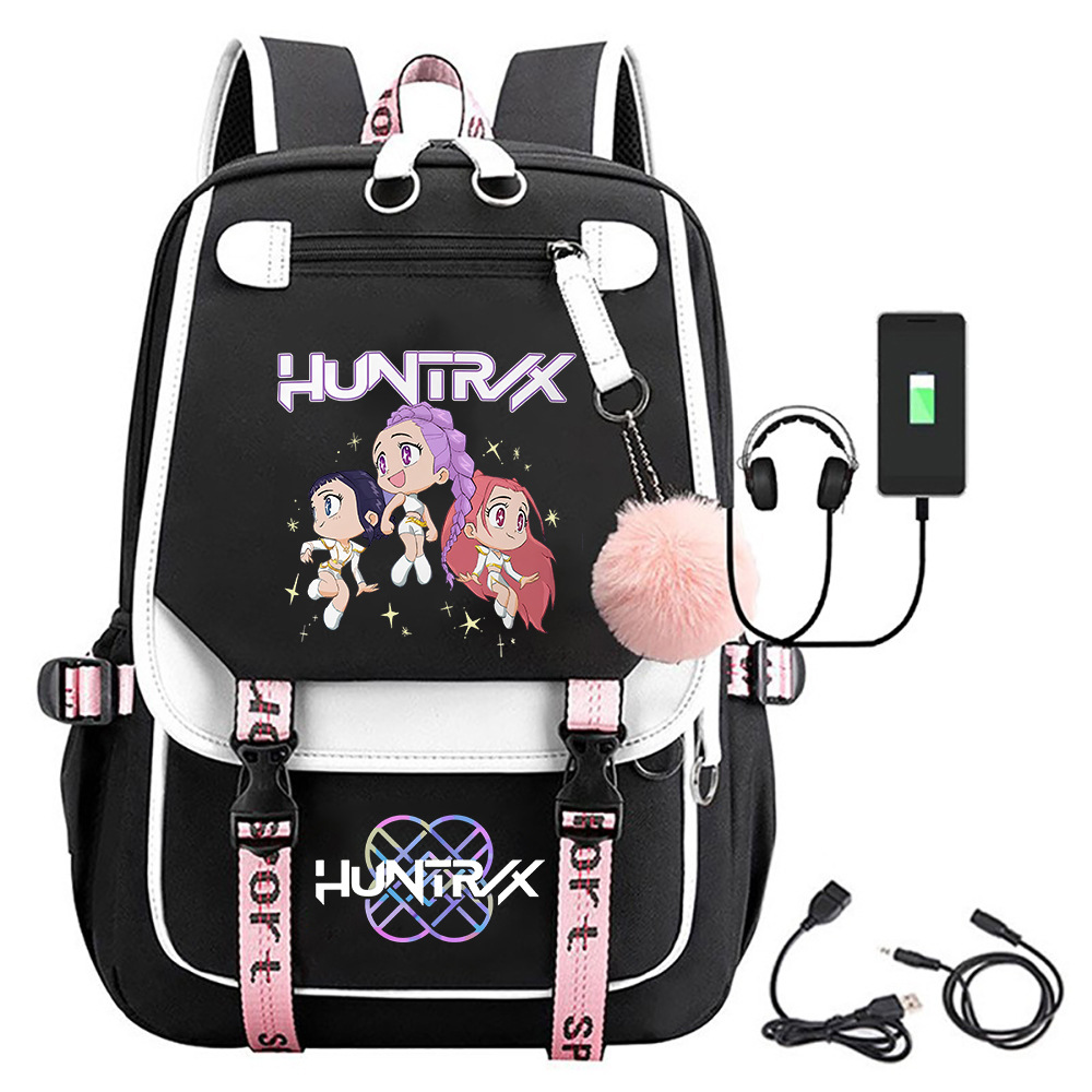 K-Pop Demon Hunters Anime School Backpack Cute Cartoon Bag for Students black_tfrf black 10 - Image 1