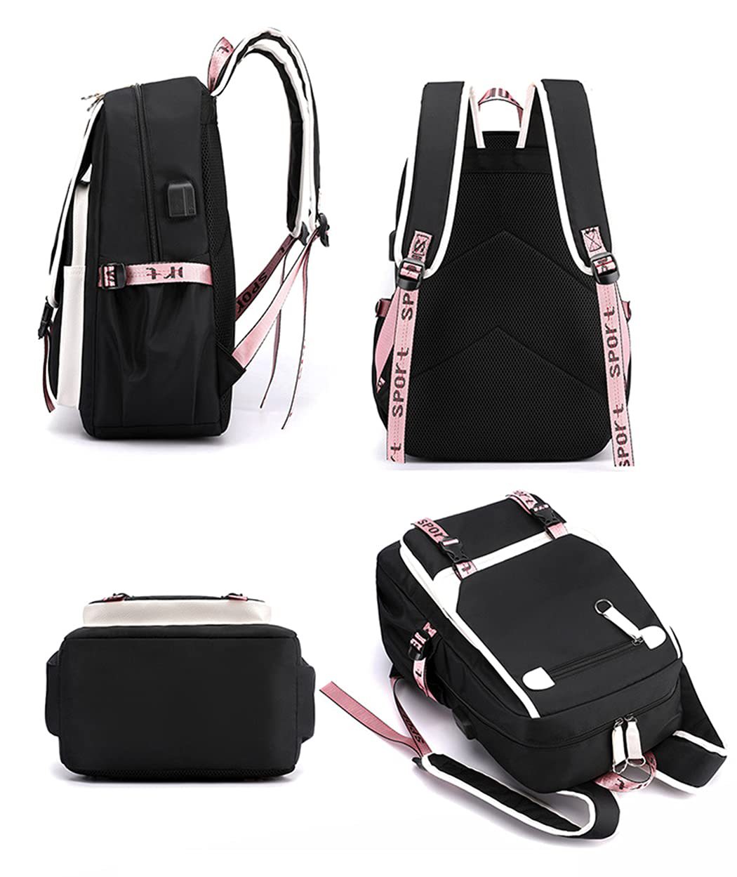 K-Pop Demon Hunters Anime School Backpack Cute Cartoon Bag for Students black_tfrf black 10 - Image 4