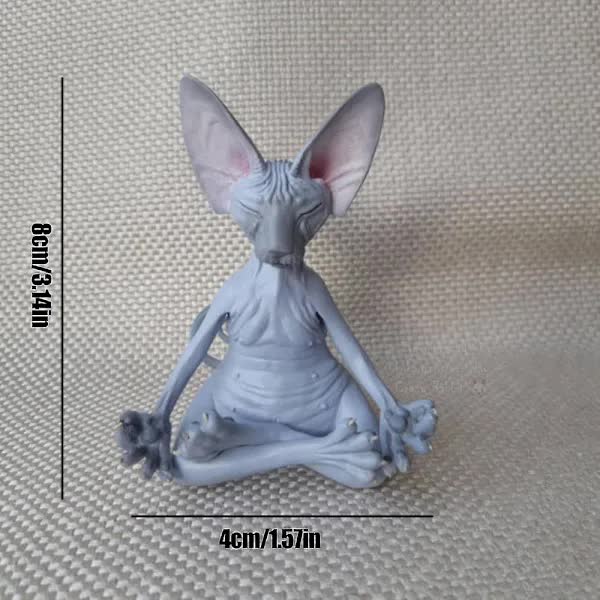 Set of 4 Meditating Cat Collectible Figurines Handmade Decorative Toys - Image 4