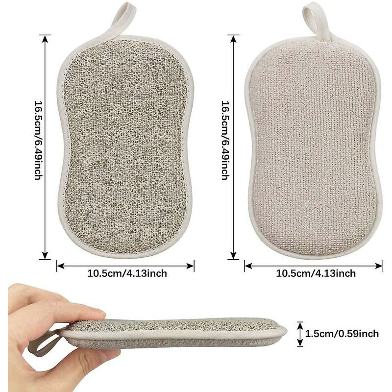 Reusable Microfiber Antibacterial Washable Dishwashing Sponges Scouring Pads Double Sponge for Non-Stick Pans Pots (4pcs Sponges) - Image 3
