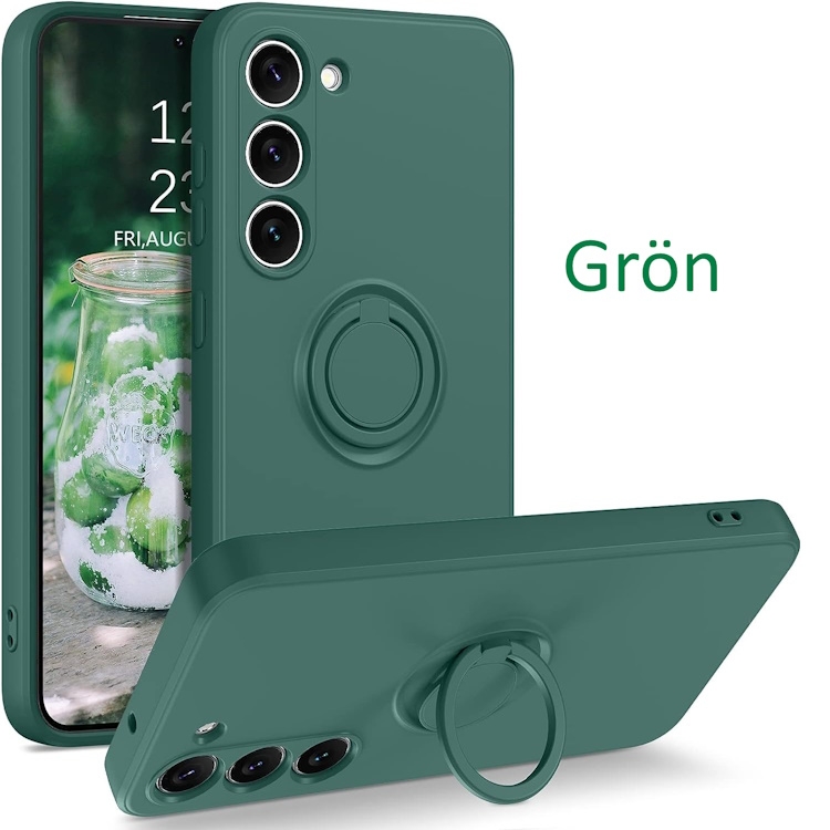 Samsung S23 - Choose Color Silicone Case Magnetic Ring Holder Green Green Green Green Green - Image 2