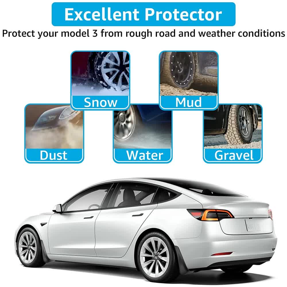 pcs Mudguards for Tesla Model 3 Front Rear Mudguard Fender Kit White Model 3_tfrf White Model 3 - Image 4