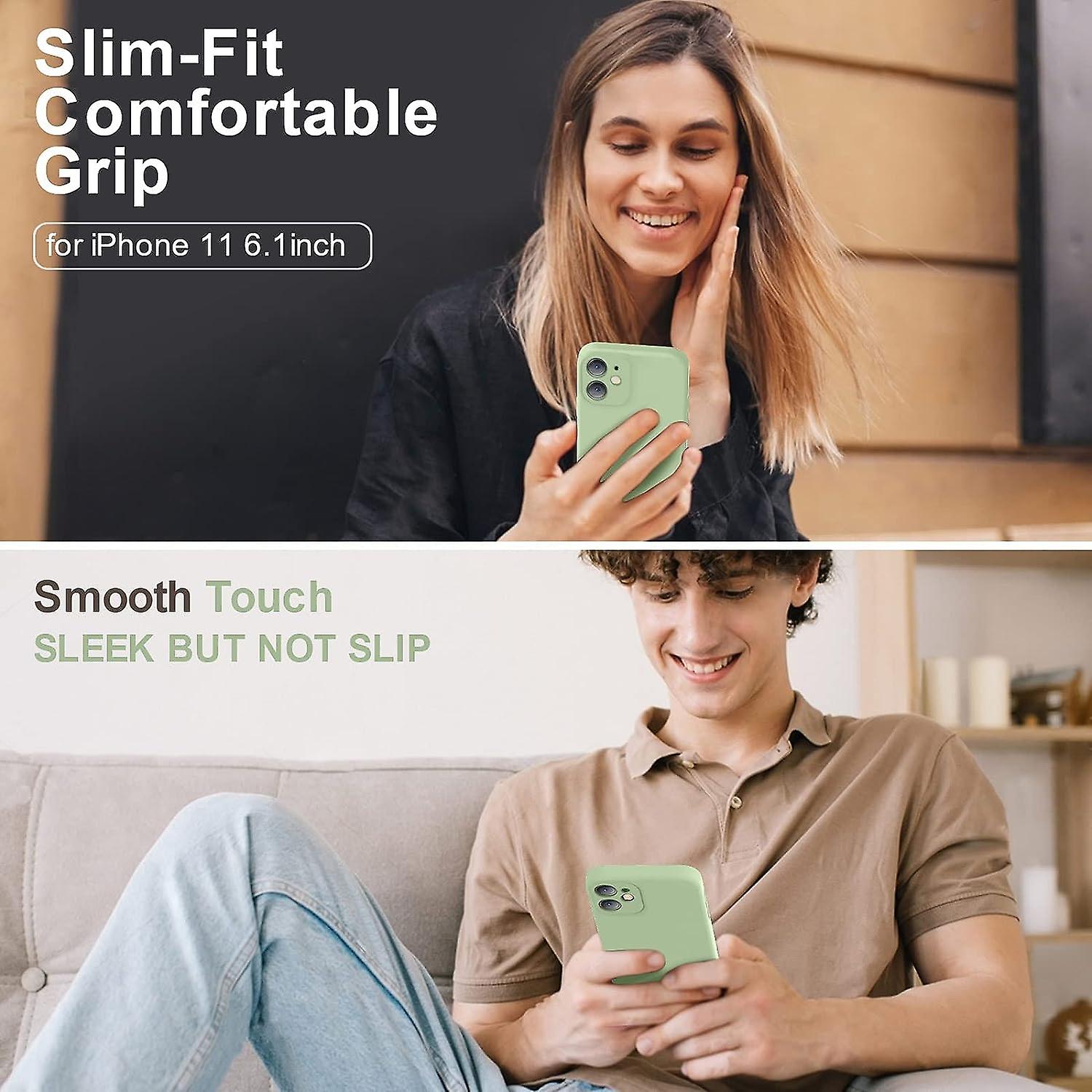 Upgraded Liquid Silicone with [Square Edges] [Camera Protection] [Soft Anti-Scratch Microfiber Lining] Mobile Case for iPhone 11 6.1 inch - Matcha - Image 2
