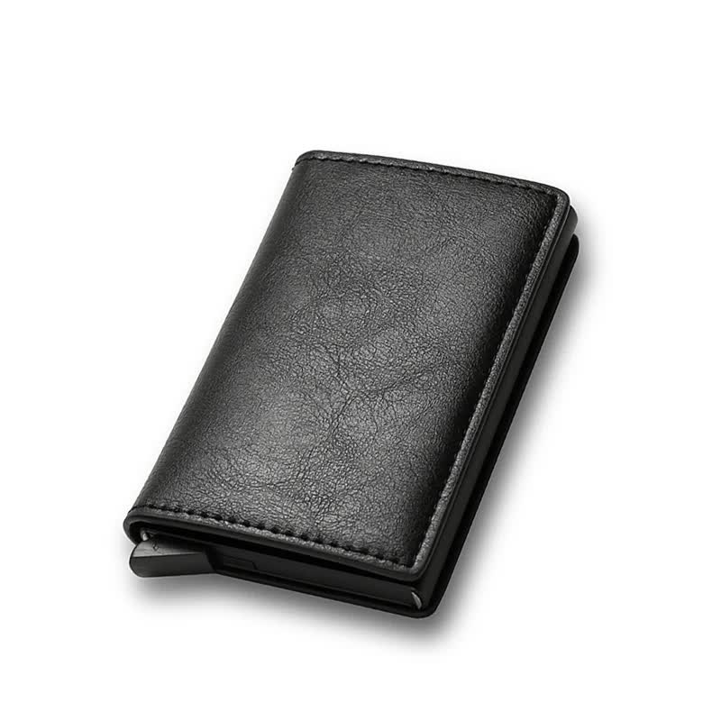 Carbon Fiber Credit Card Holder Wallets Men RFID Black Magic Trifold Leather Slim Mini Wallet Small Money Bag Men's Bags Black - Image 1