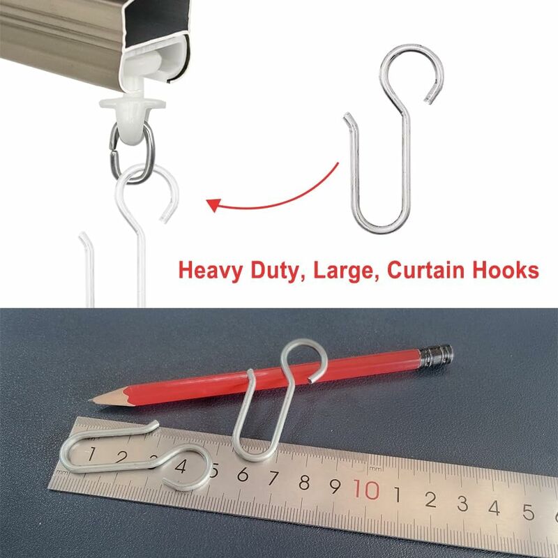 Curtain Clips, 40 Pieces Curtain Rail Hooks, Heavy Duty Zinc Curtain Hooks, for Door Curtains, etc. (50x2.5mm) - Image 2