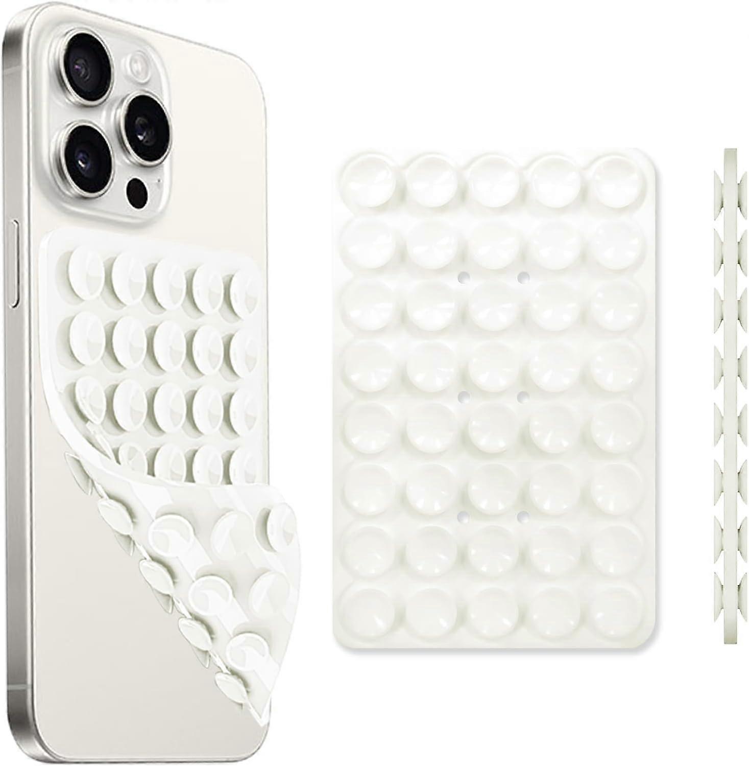 New Silicone Suction Cup Phone Case Mount Double Sided, Phone Accessory Handsfree Strong Grip Holder for Selfies and Videos White - Image 1
