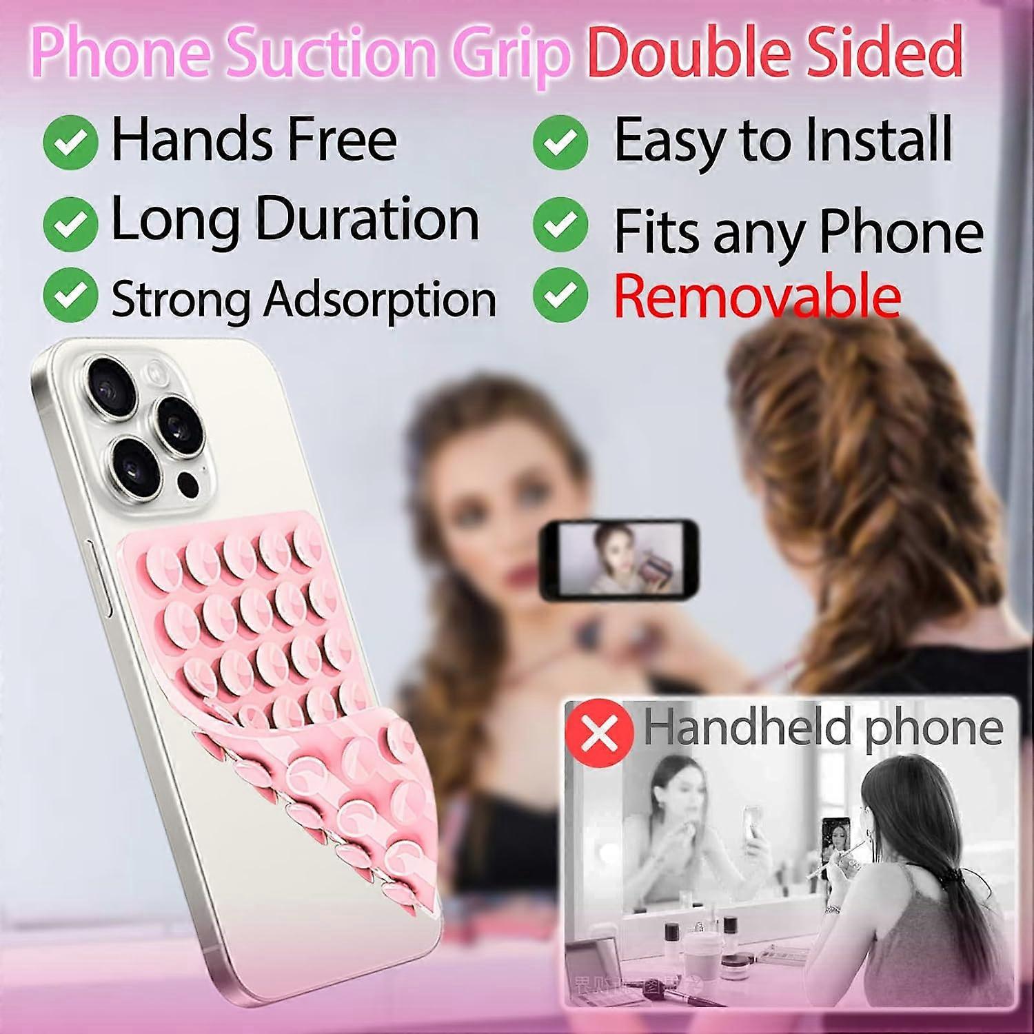 New Silicone Suction Cup Phone Case Mount Double Sided, Phone Accessory Handsfree Strong Grip Holder for Selfies and Videos White - Image 2