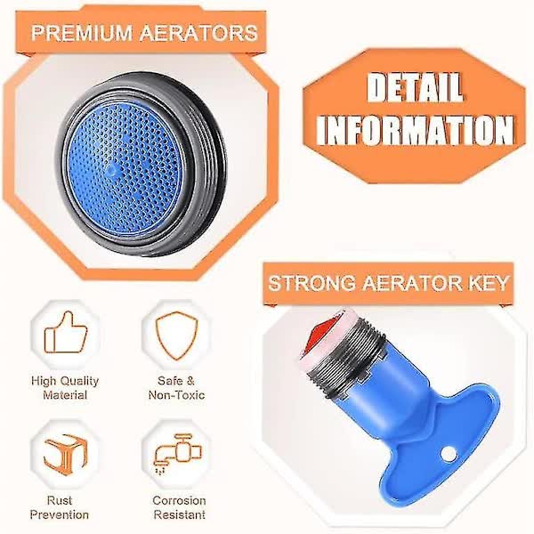 12pcs Faucet Aerator Replacement for Sink Aerator with 5pcs Faucet Aerator Key Removable Tool M16.5 18.5 21.5 24mm... - Image 3