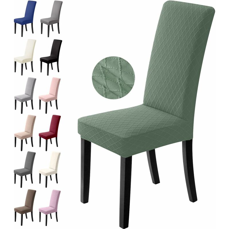 Chair Covers, 4 Pieces Chair Covers, Stretch Dining Chair Covers, Universal Washable Removable Cover (Green) - Image 1